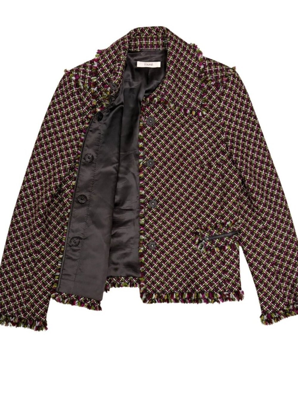 $1,300 LAUREL Tweed Luxury Blazer Jacket Wool Luxury Business Coat Womens Medium